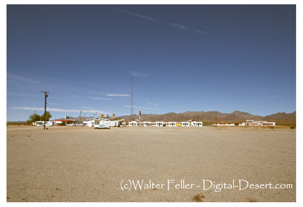 Photo of the desert landscape, Amboy, CA.><BR>
The desert landscape - 
<a href=