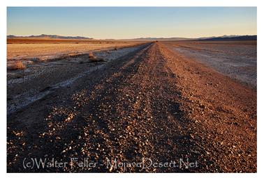 photo of Tonopah and Tidewater railroad bed at Broadwell dry lake, near Ludlow, California