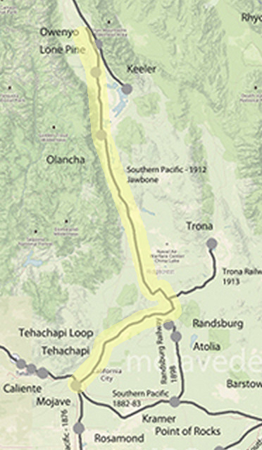 Map of Jawbone Branch of Southern Pacific